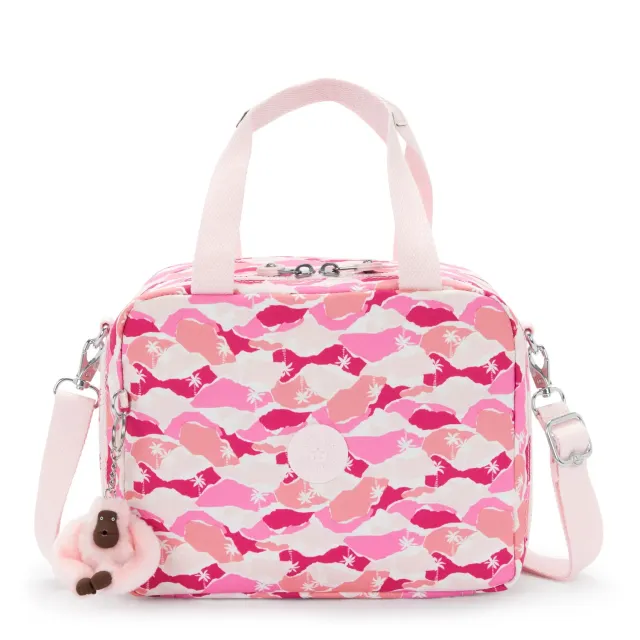 Kipling Miyo lunchtas Groot Pink Palm geïsoleerd