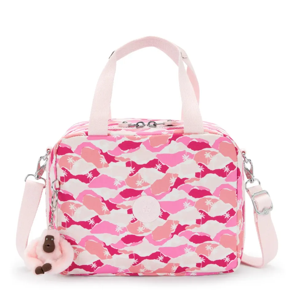 Kipling Miyo lunchtas Groot Pink Palm geïsoleerd
