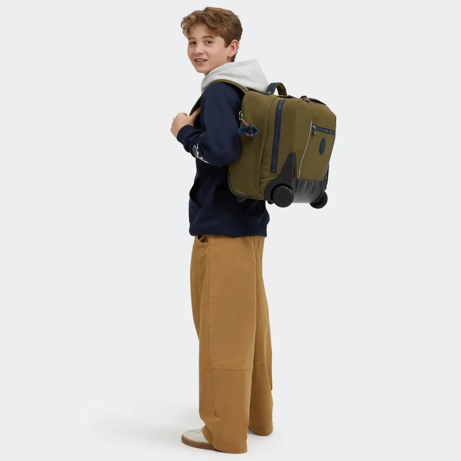 Kipling Giorno rugzak Treasure Green groot met wieltjes