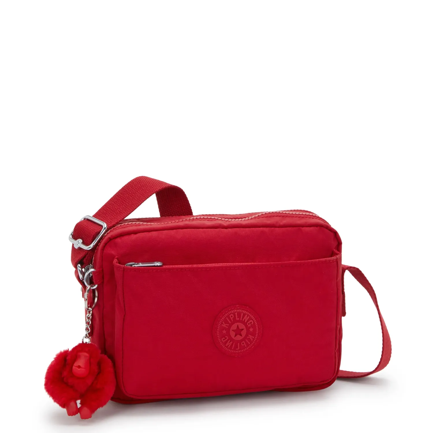 Kipling Abanu M crossbody tas Ruby Red medium met ritsvakken