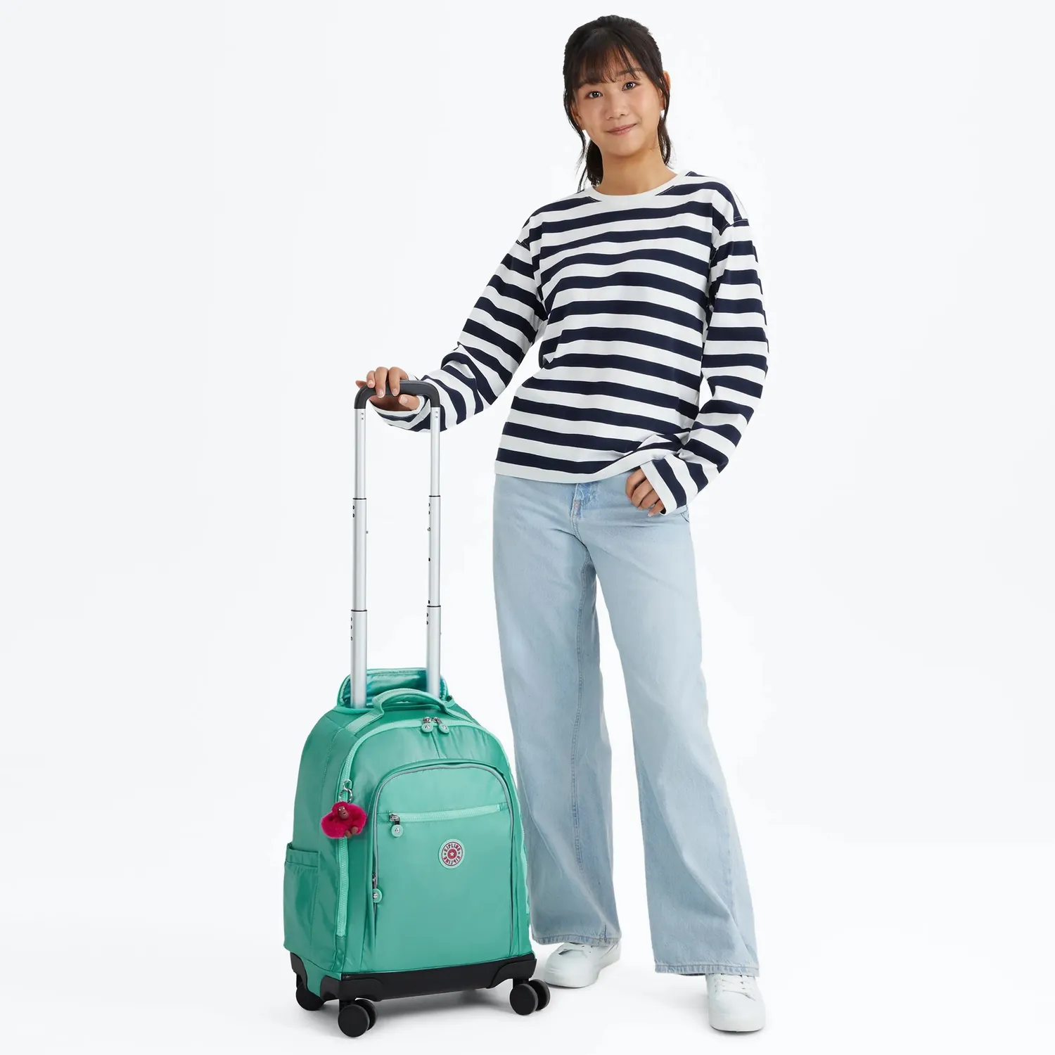 Kipling New Zea rugzak met wielen Oasis Mint Metallic groot