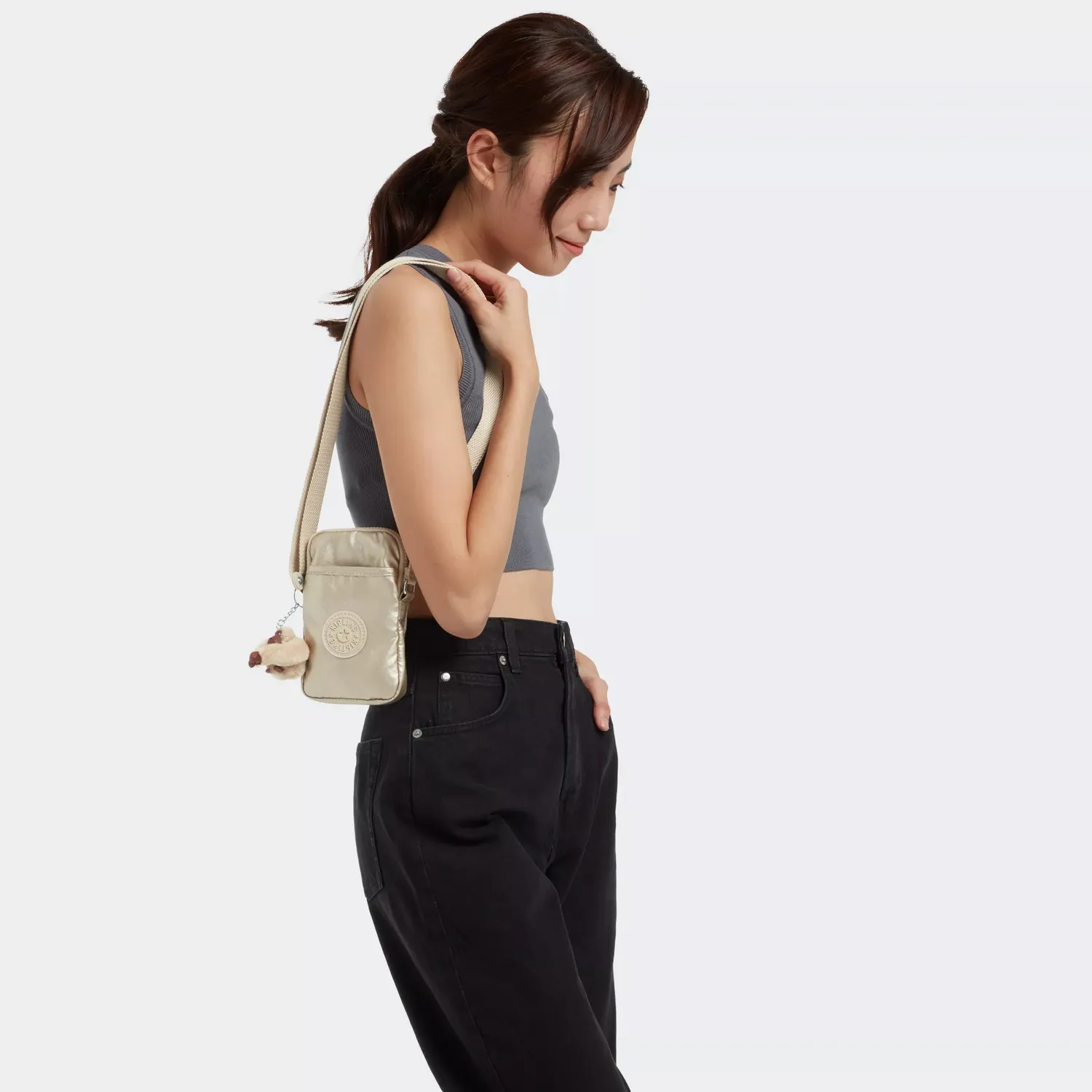 Kipling Tally telefoontas Klein Starry Gold Metallic glans
