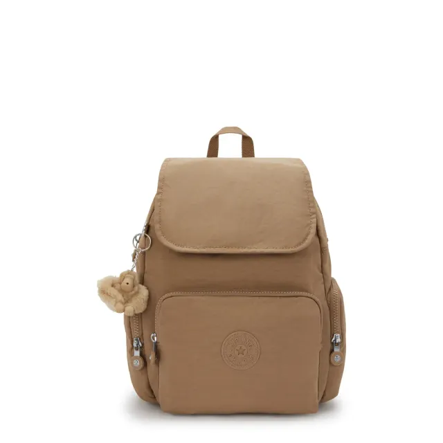 Kipling City Zip S rugzak Klein Early Tan met sleutelkoord