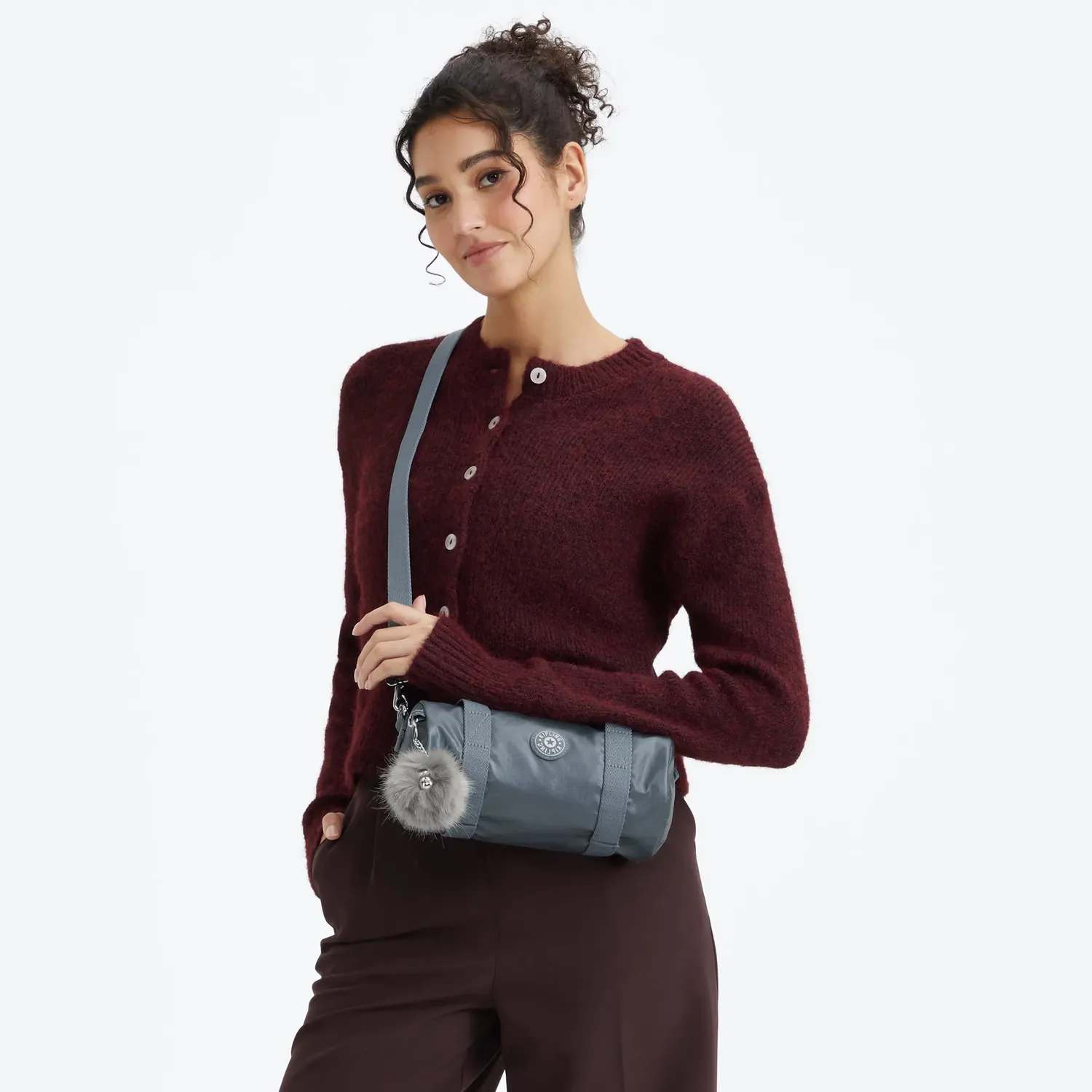 Kipling Linas schoudertas Warm Steel Metallic klein