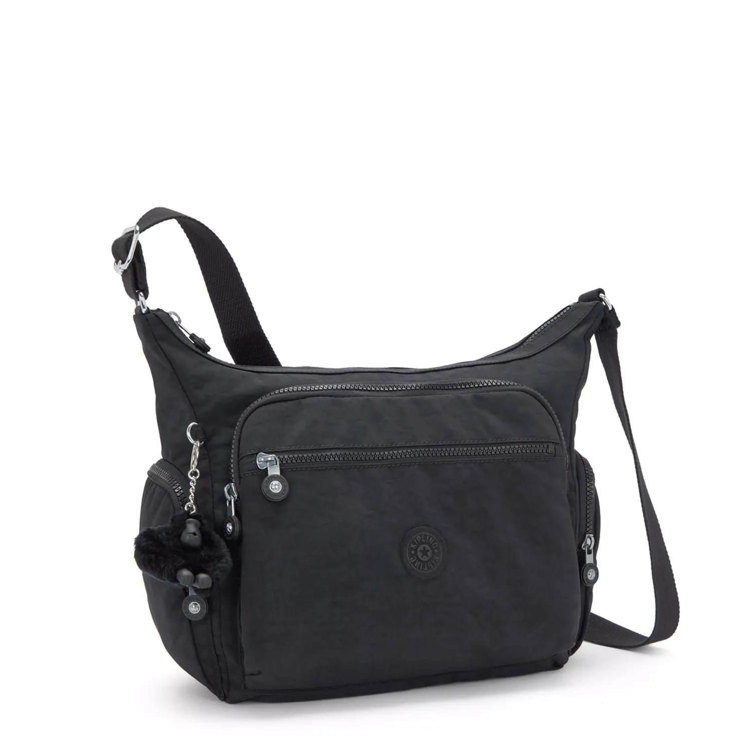 Kipling Gabbie crossbody tas Black Noir groot met ritsvakken