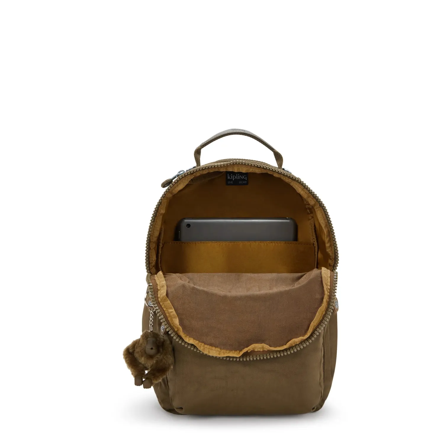 Kipling Seoul S rugzak Smooth Khaki klein met tabletvak