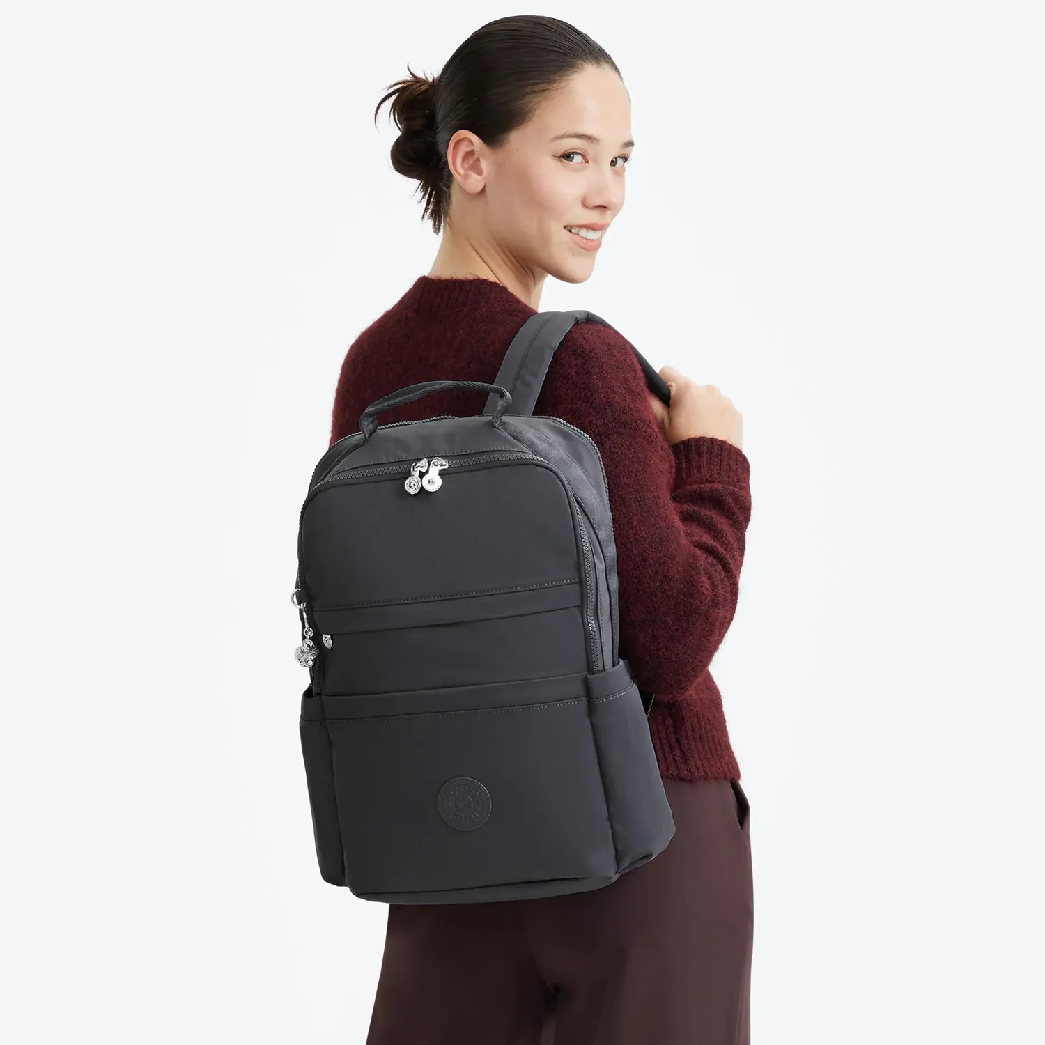 Kipling Biana rugzak Moonlit Slate laptop trolleyhoes