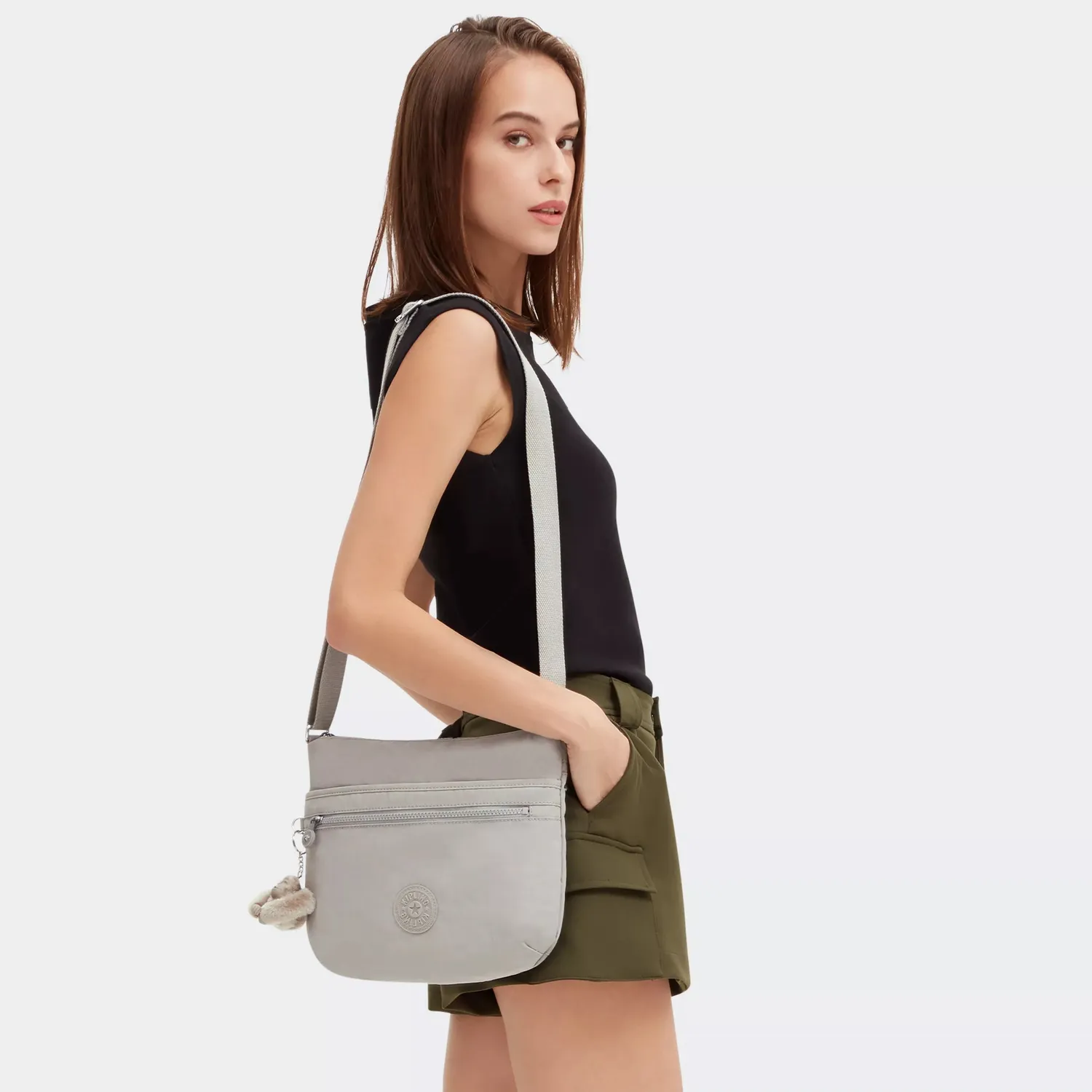 Kipling Arto crossbody tas Grey Gris Medium waterafstotend