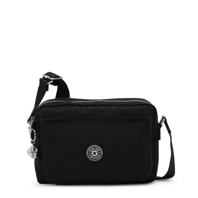 Kipling Abanu M crossbody tas Medium Noir Sign Jq ritsvakken