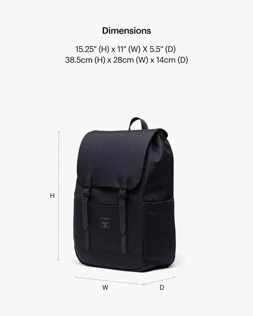 Herschel Retreat rugzak 23L Black Tonal canvas