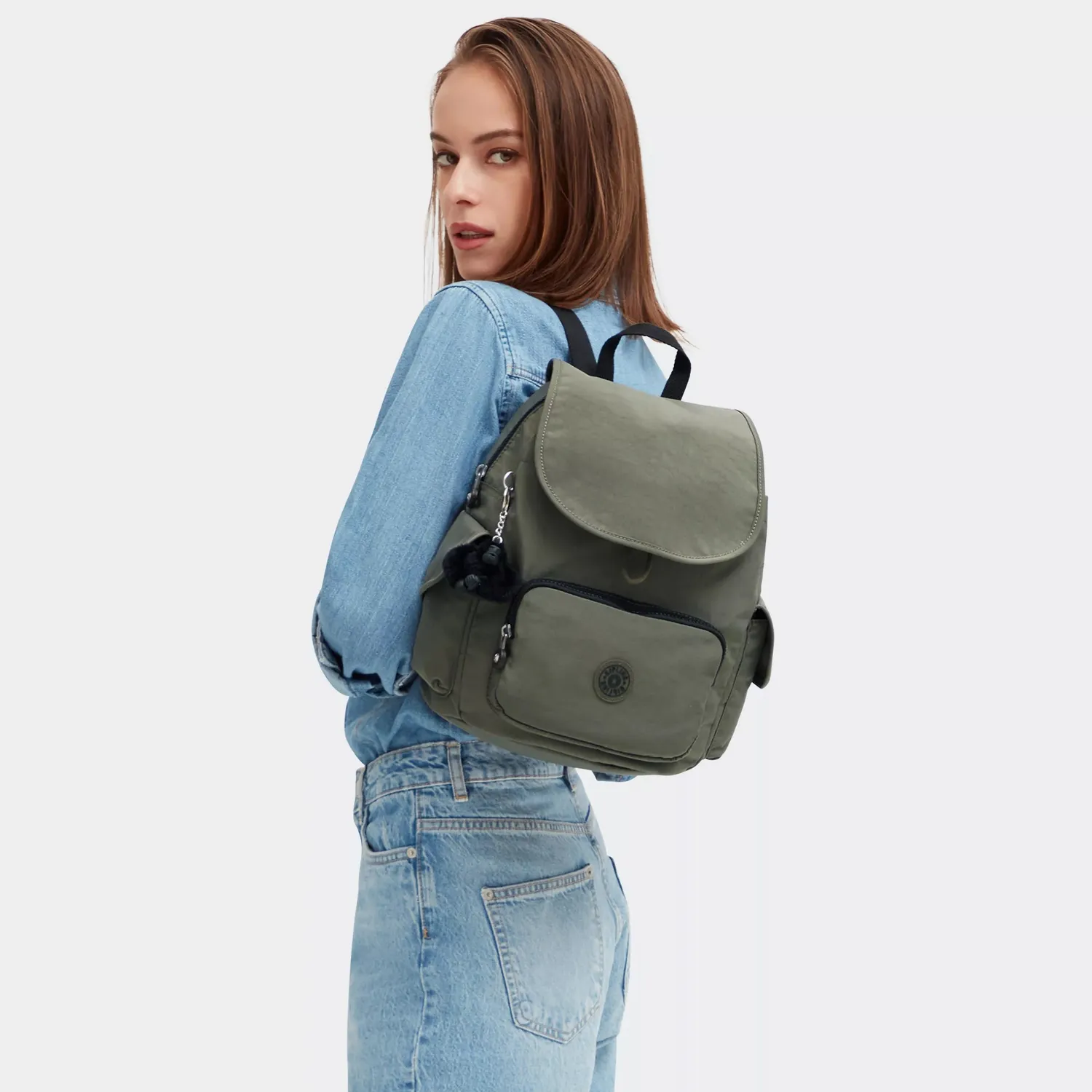 Kipling City Pack S rugzak Green Moss klein waterafstotend