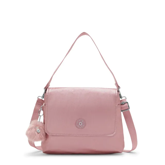 Kipling Siraz schoudertas Pink Rose Metallic Medium met klep