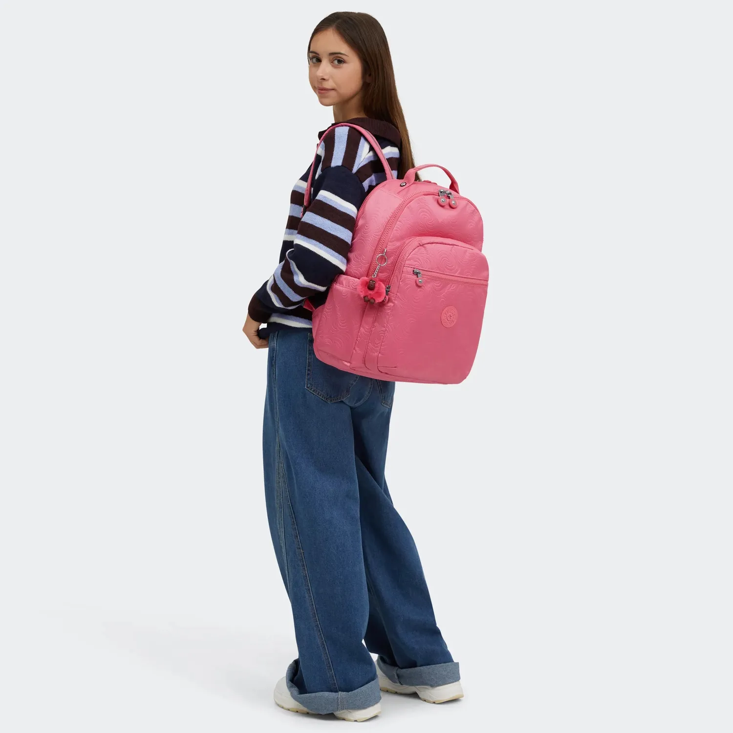 Kipling Seoul Lap schoolrugzak Pink Swirl Emboss 15 inch Groot