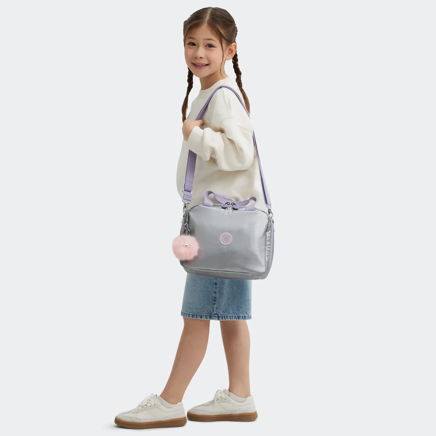 Kipling Miyo lunchtas Groot Silver Glow Metallic glans