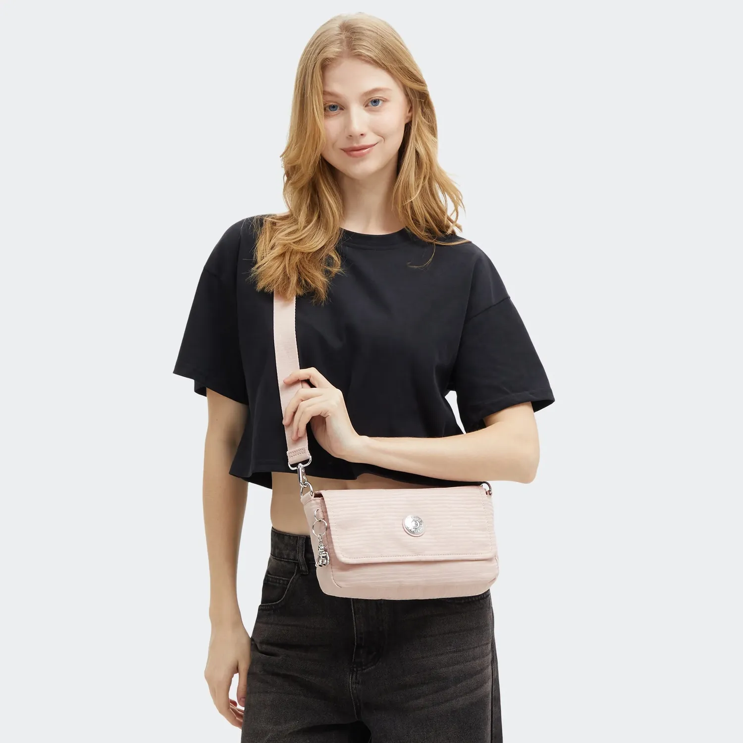 Kipling Aras Up schoudertas klein Pink Pearl