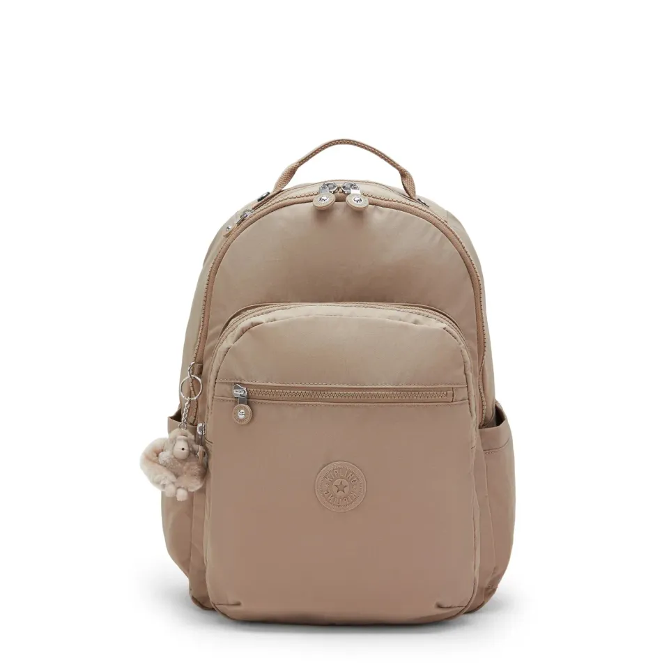 Kipling Seoul rugzak groot Tan Beige 15 inch laptopvak