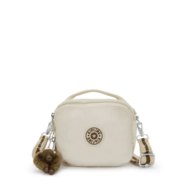Kipling Cahir crossbody Soft Sand klein met ritsvakken