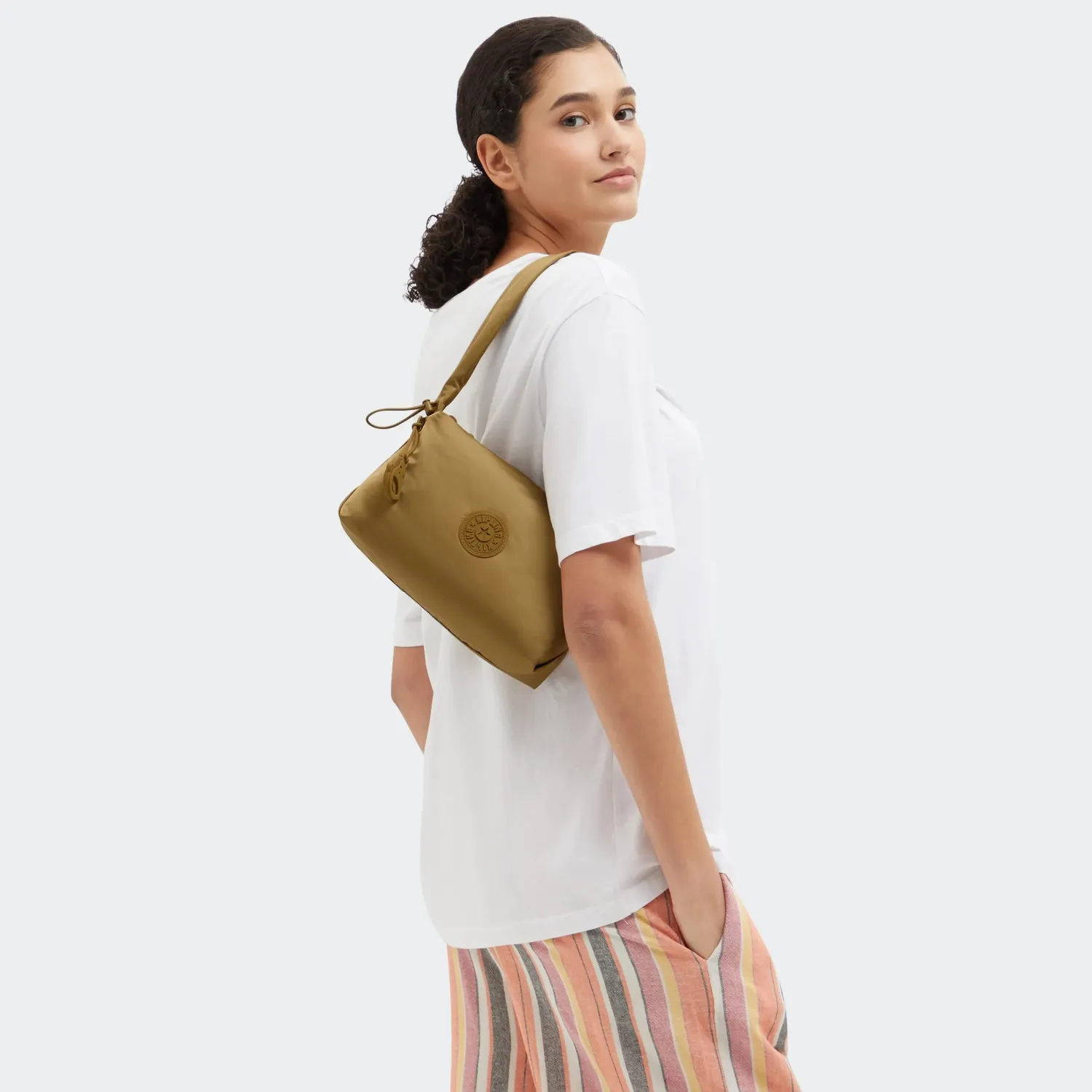 Kipling Eleni kleine schoudertas Goldish Brown met rits