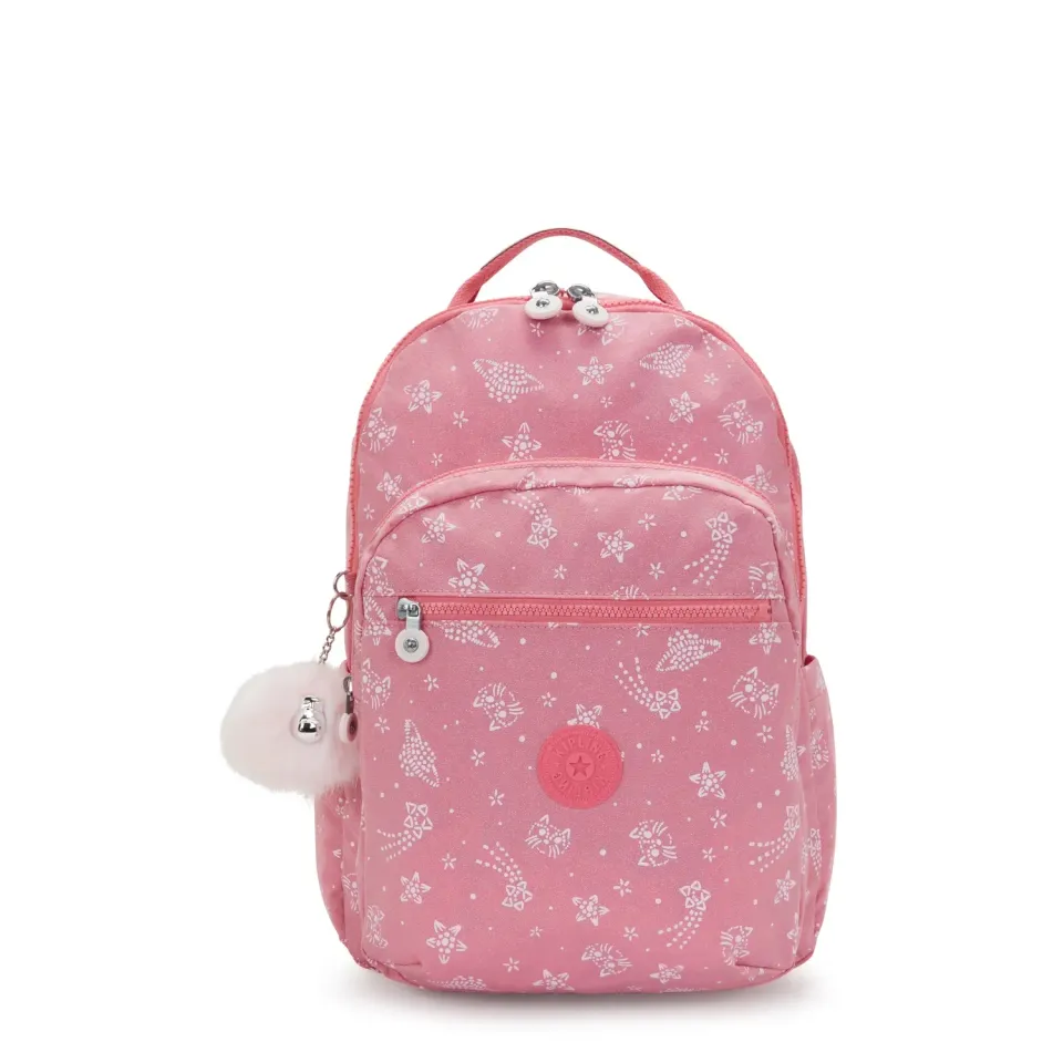 Kipling Seoul Lap rugzak Glitter Cats Groot 15 inch
