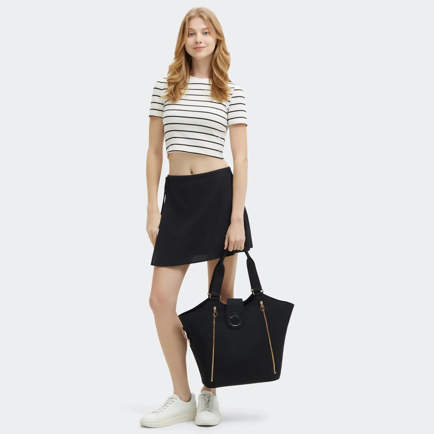 Kipling Recicely shopper Black Rose Spice medium ritsvakken