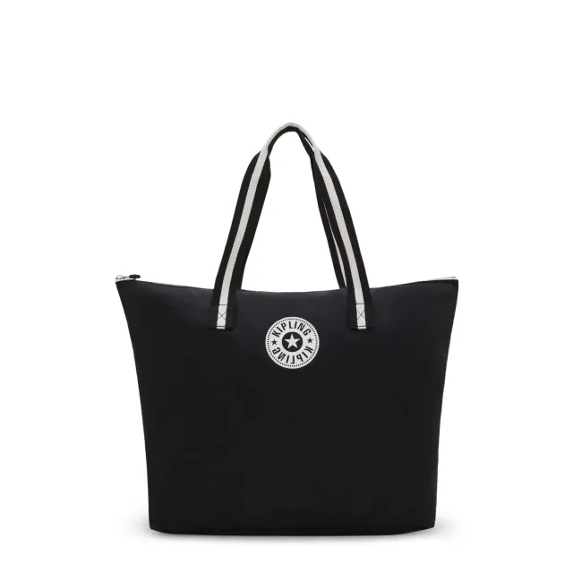 Kipling Davian Up shopper Groot Black White Hip opvouwbaar
