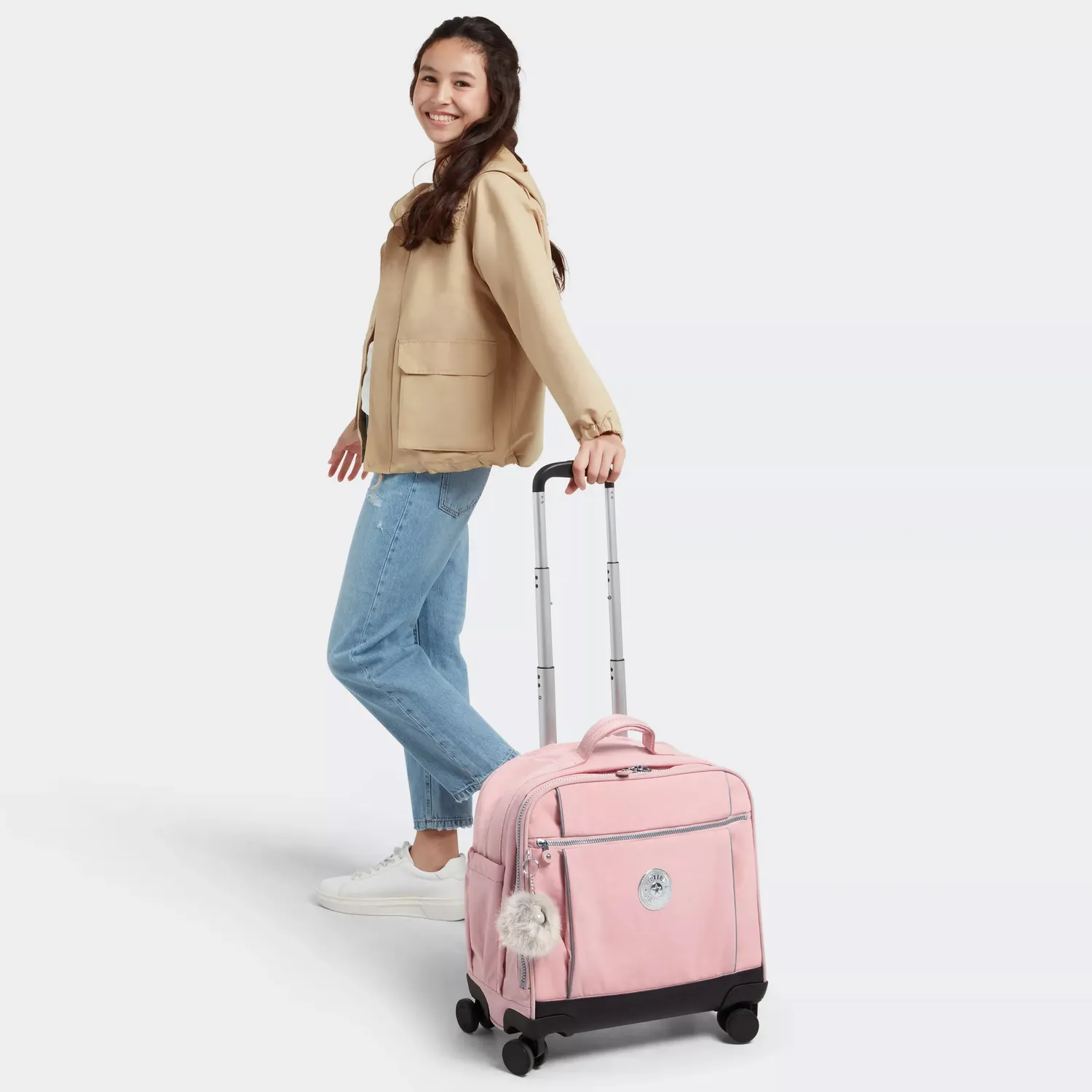 Kipling New Storia schooltas met wielen Bridal Rose Groot laptopvak