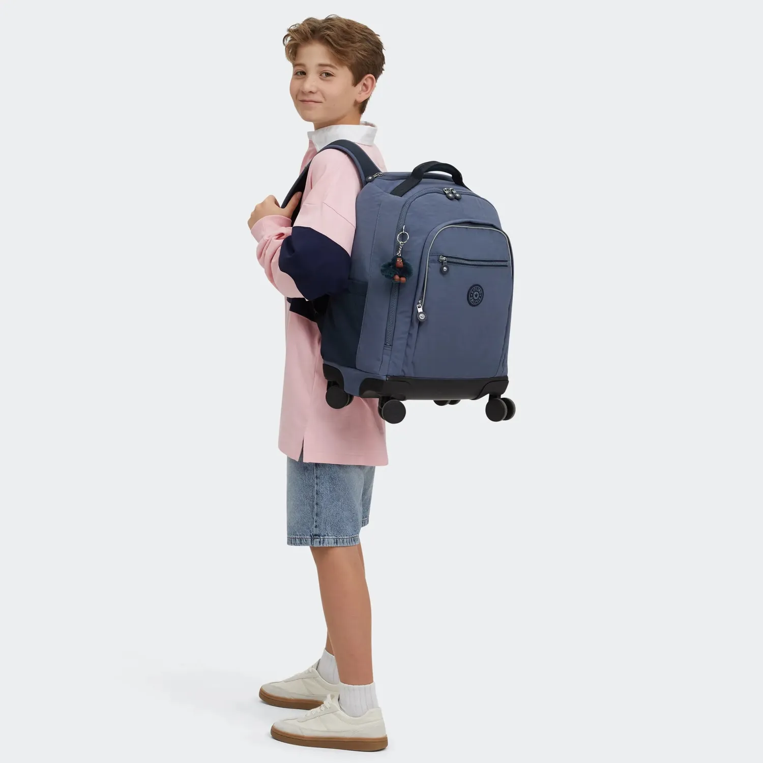 Kipling New Zea rugzak met wielen Game Grey Groot voor school