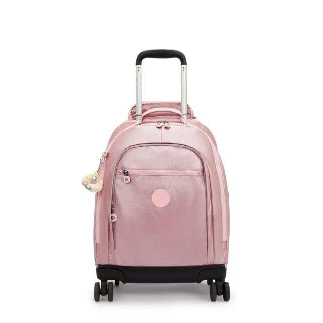 Kipling New Zea rugzak met wielen Bronze Pink Metallic groot