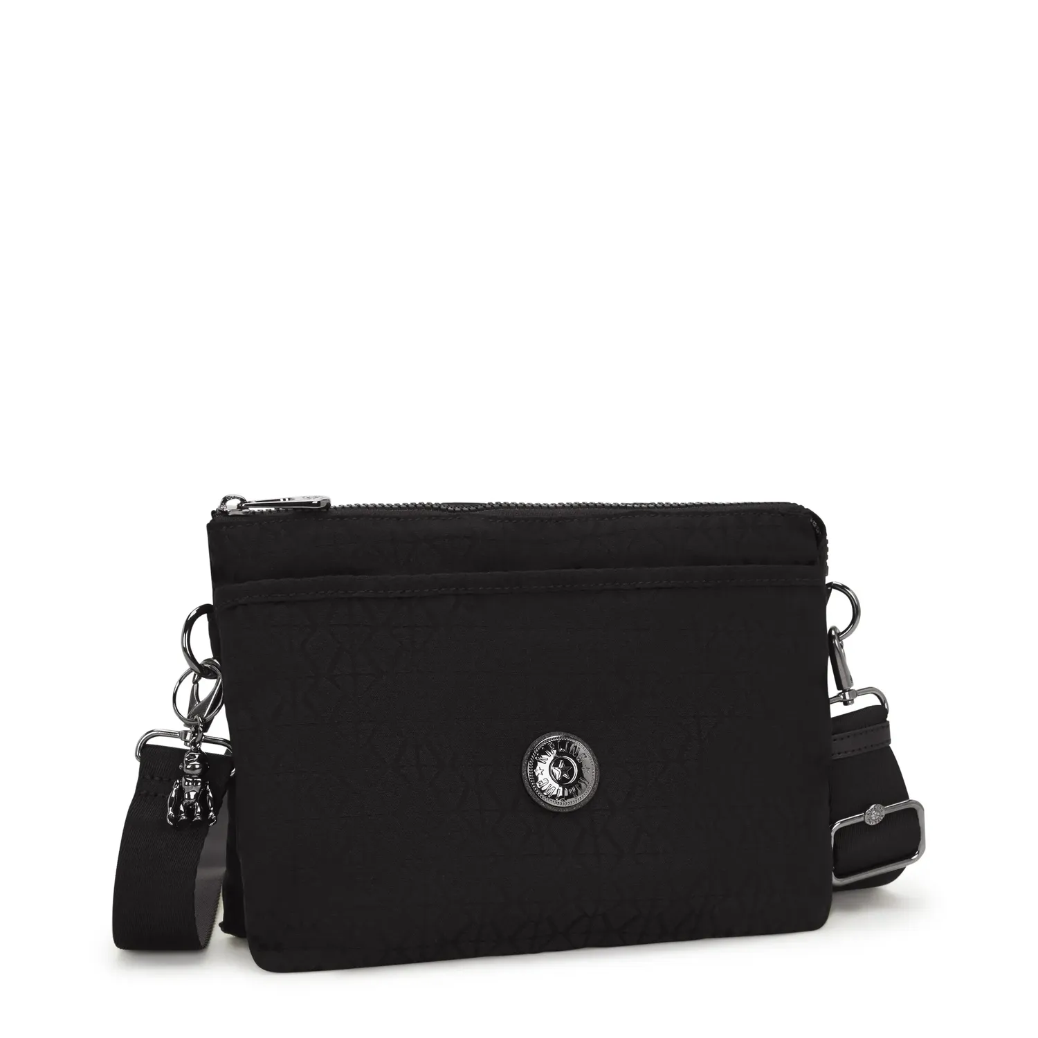 Kipling Riri L tasje Black Sign Jacquard medium 5-vaks