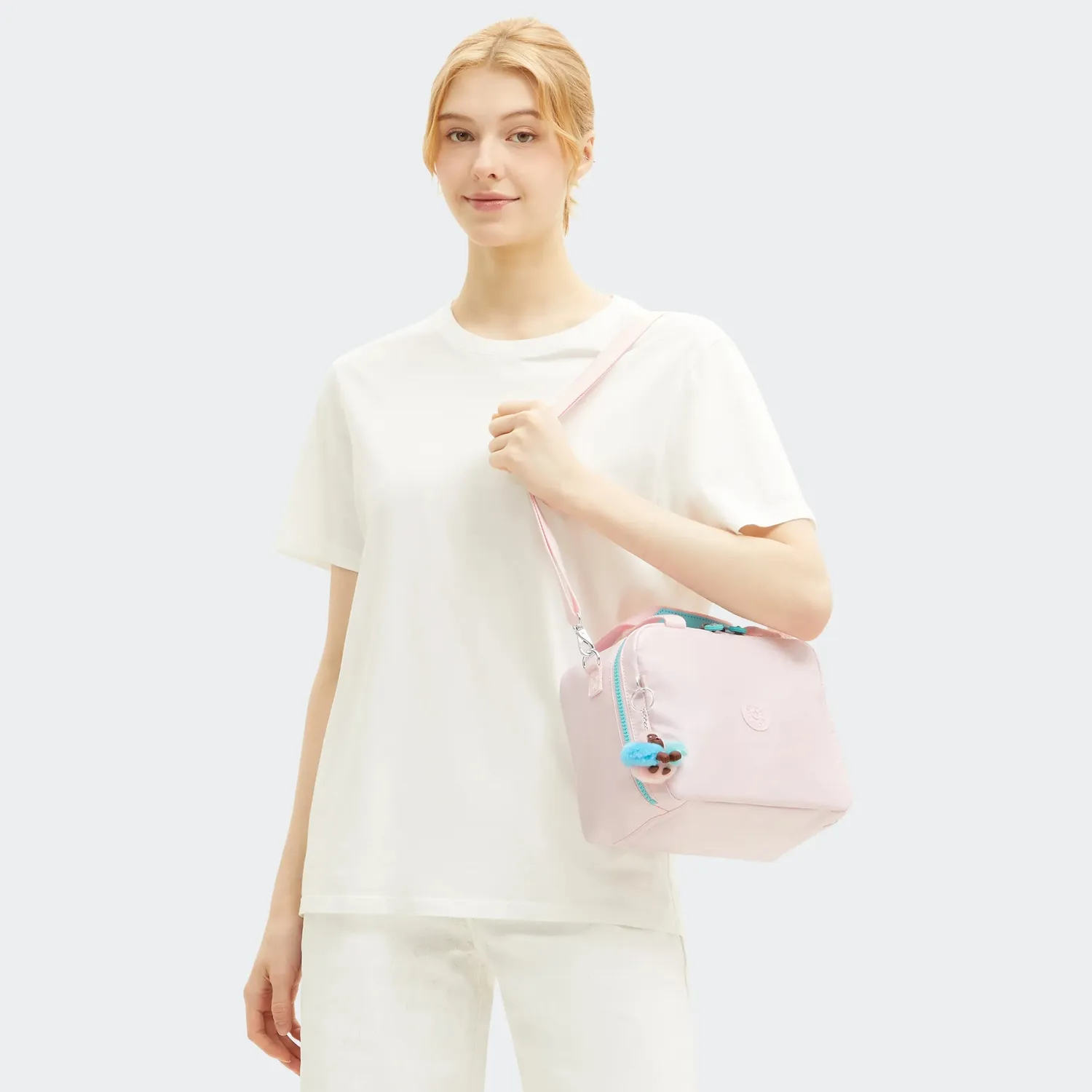 Kipling Miyo lunchtas Groot Sea Pink Metallic glans