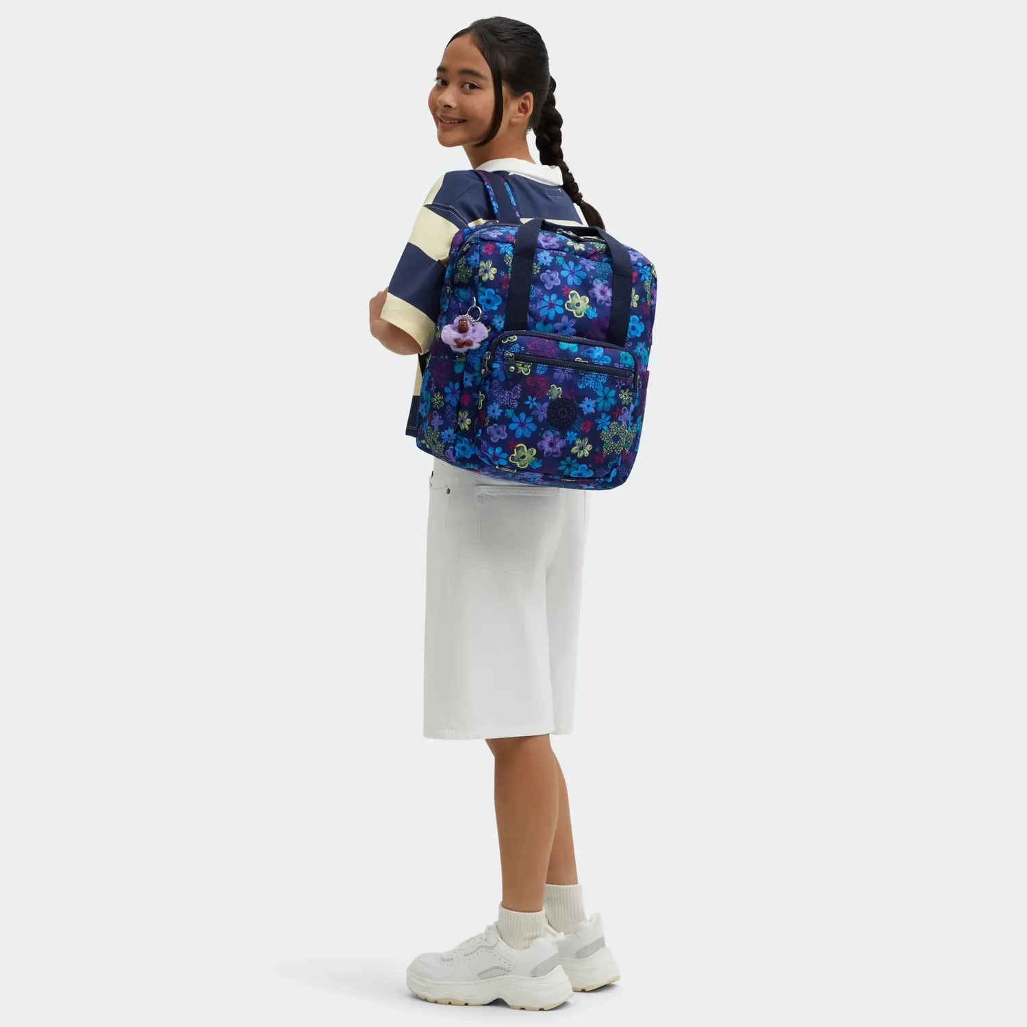 Kipling Buddy rugzak Dark Flower Stamp Medium laptopvak