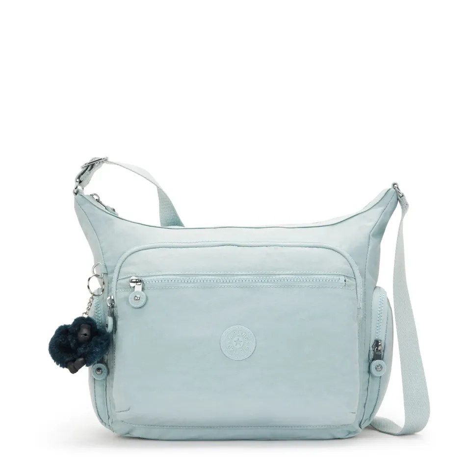 Kipling Gabbie crossbody tas Breezy Blue groot met ritsvakken