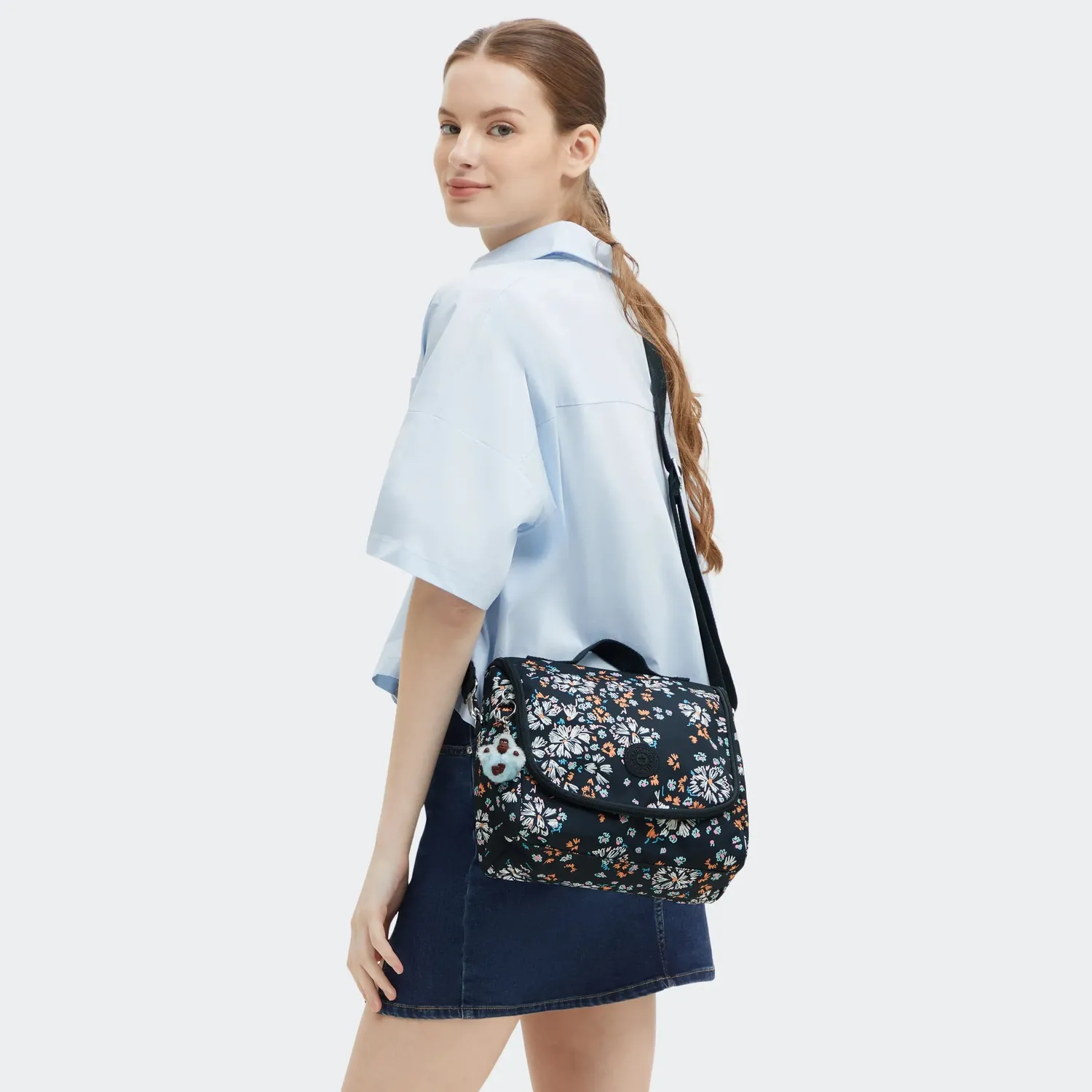 Kipling New Kichirou lunchtas Flower Field groot trolleybevestiging
