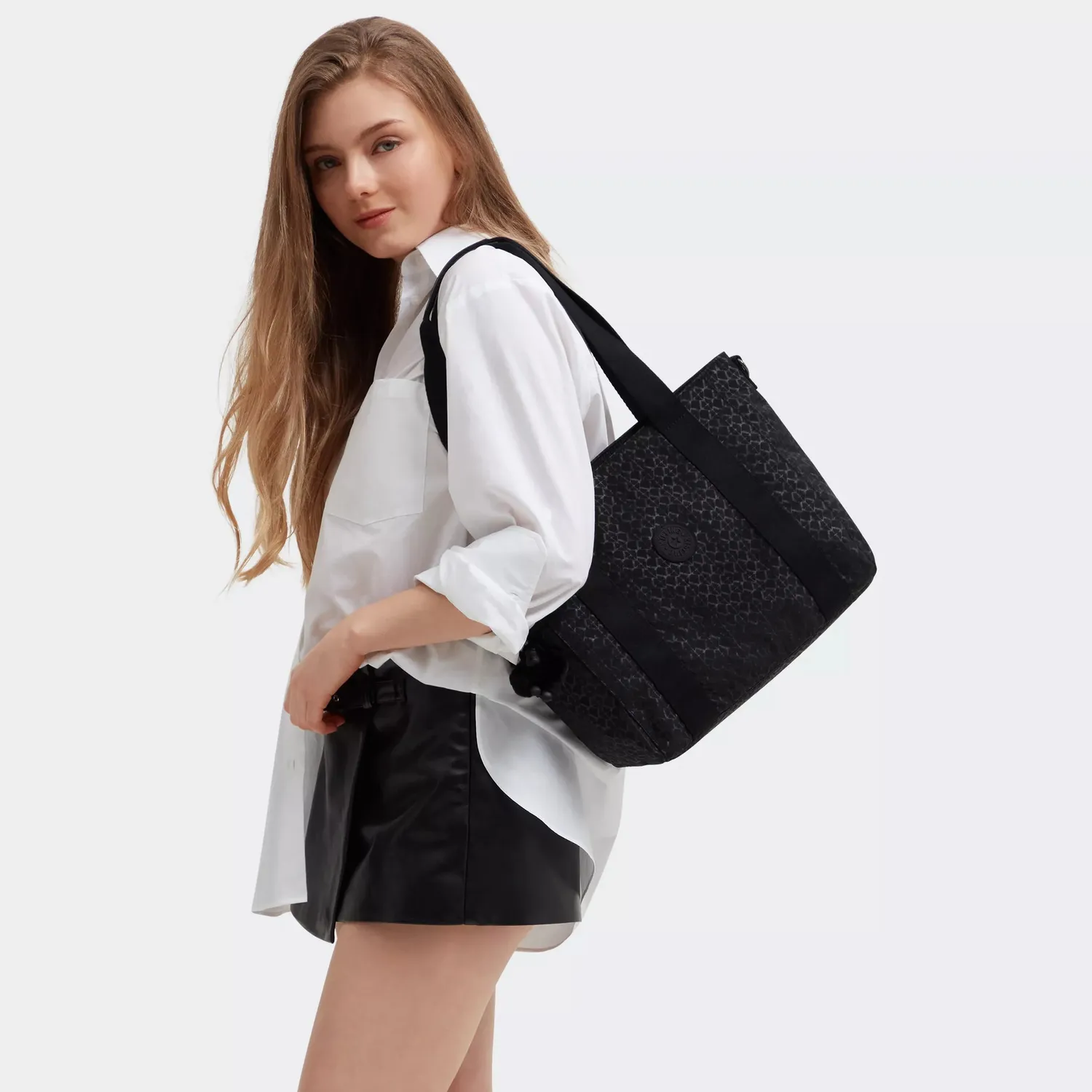 Kipling Asseni S shopper Signature Emb klein met schouderriem