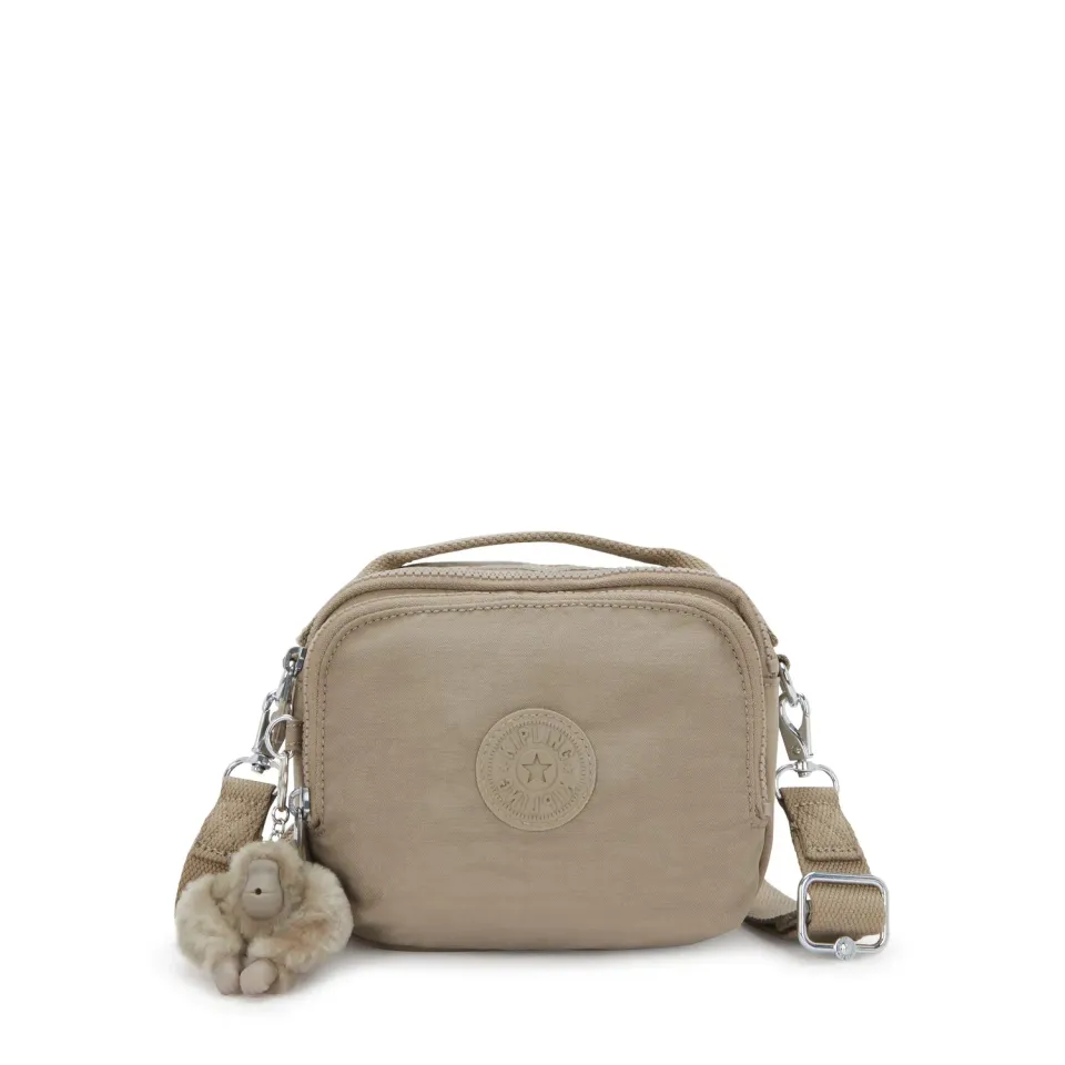 Kipling Cahir crossbody klein Soft Taupe met 2 ritsvakken