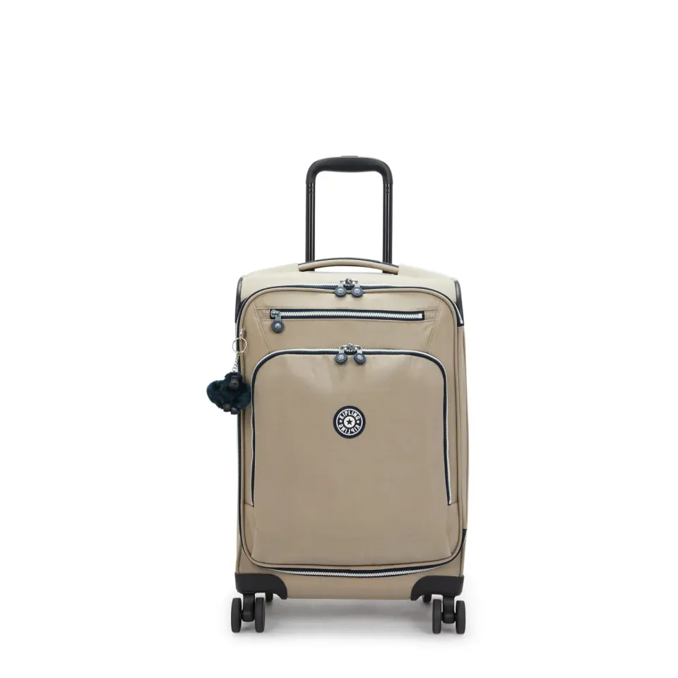 Kipling New Youri Spin S trolley soft taupe klein waterafstotend