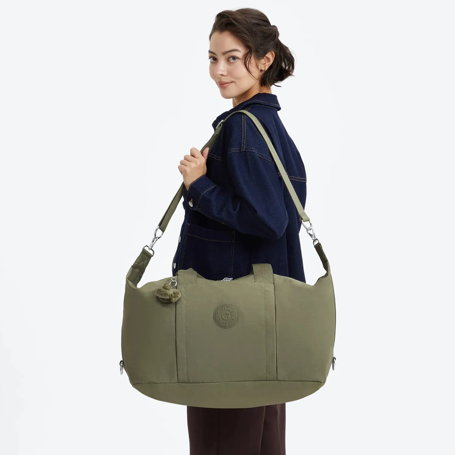 Kipling Bori weekendtas Groot Almost Sage met trolleyhoes