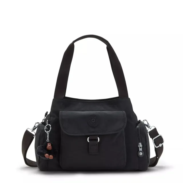 Kipling Felix L U schoudertas Klein Black Tonal ritsvakken