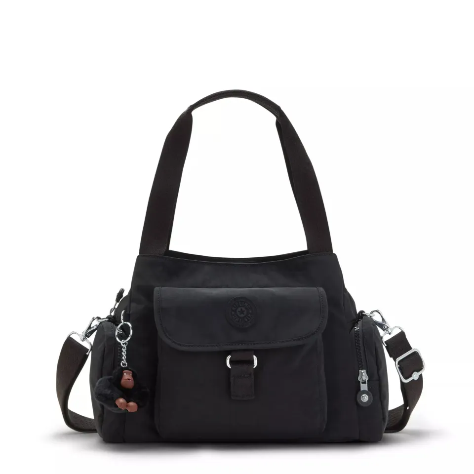 Kipling Felix L U schoudertas Klein Black Tonal ritsvakken