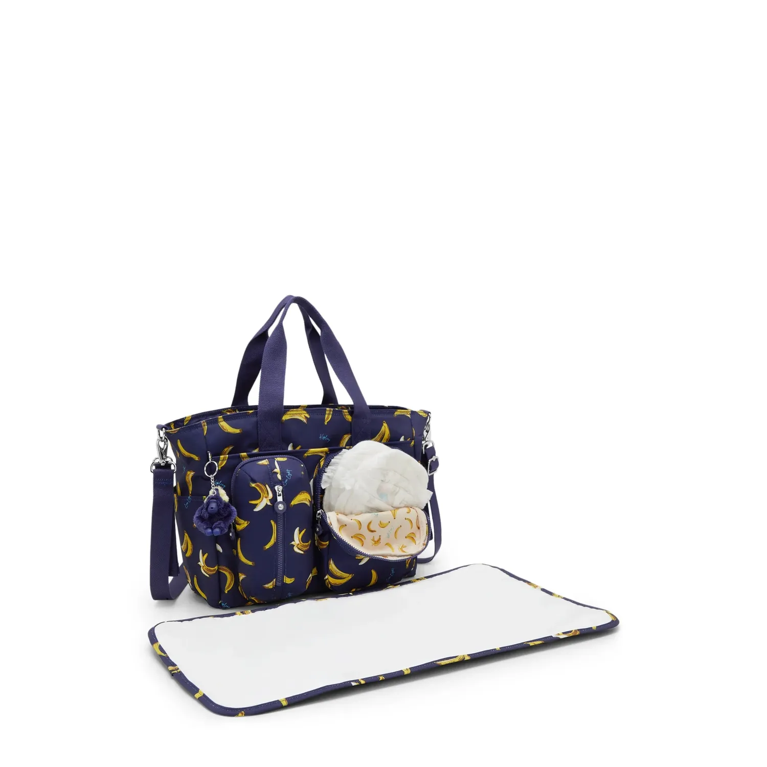 Kipling Babygear babytas Medium Baby Banana Print met matje