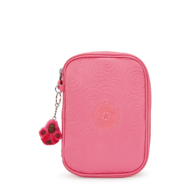 Kipling 100 PENS pennenzak Groot Pink Swirl Emboss nylon