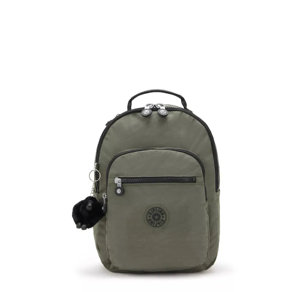 Kipling Seoul S kleine rugzak Green Moss met 11 inch tabletvak