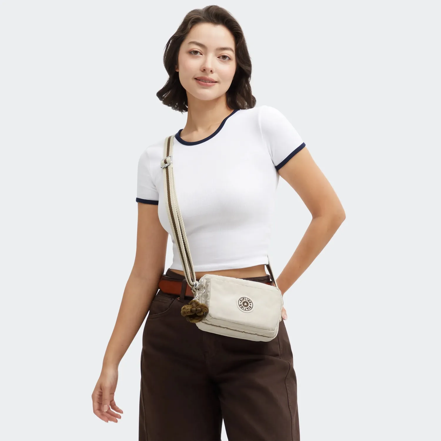 Kipling Abanu crossbodytas Soft Sand Klein zandkleur