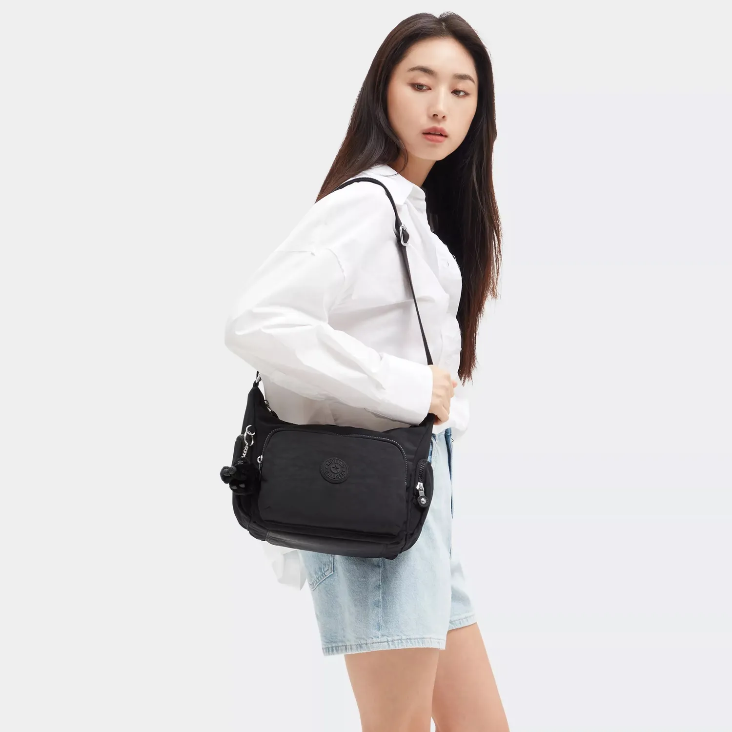 Kipling Gabb S crossbodytas Medium Black Noir met ritsvakken