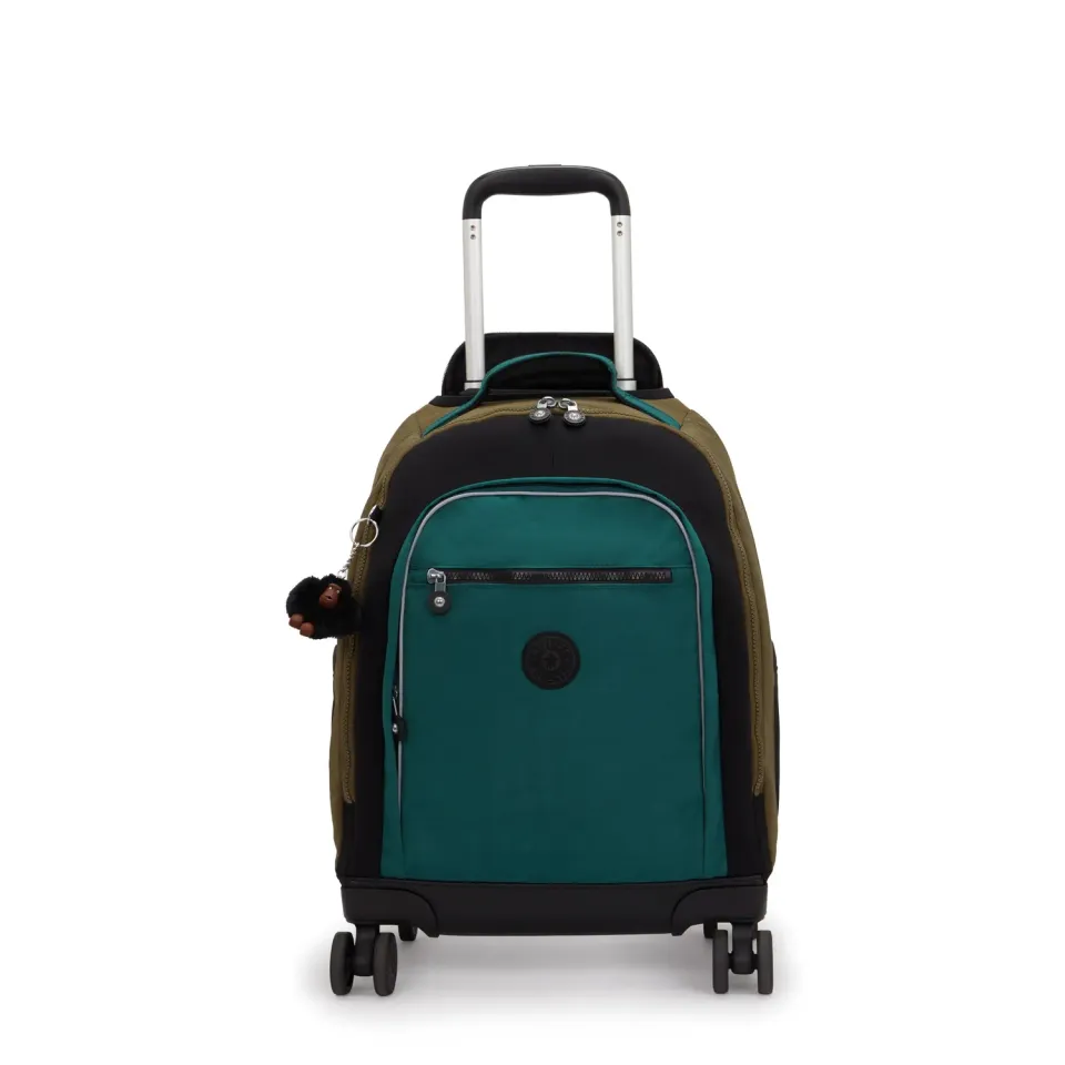 Kipling New Zea rugzak Black Khaki Block groot met wielen