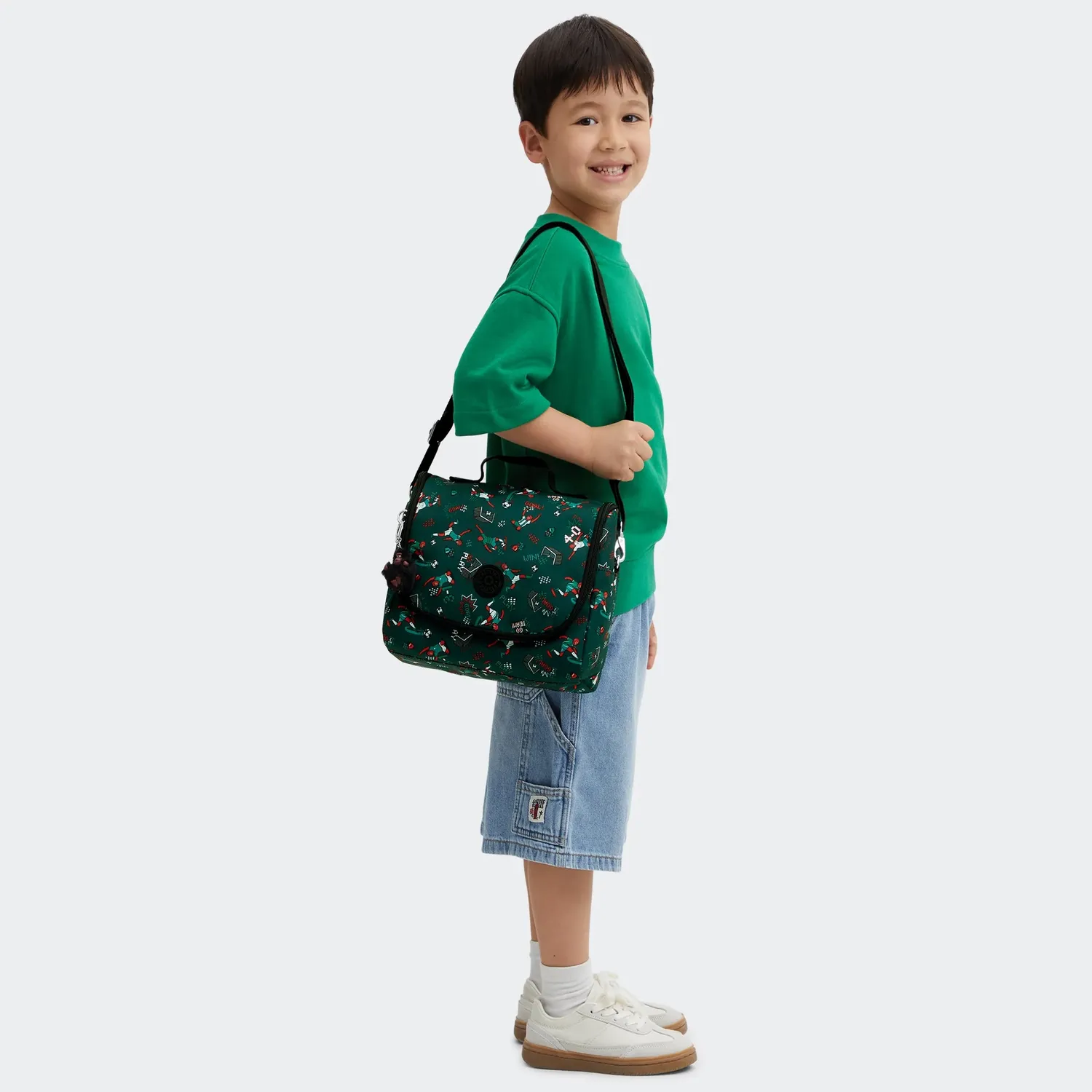 Kipling New Kichirou lunchtas Groot Soccer Print trolleybevestiging
