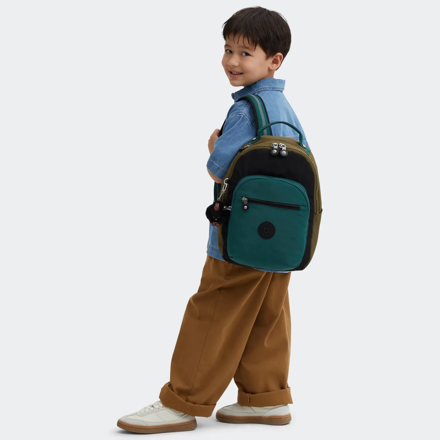Kipling Seoul S rugzak klein Black Khaki 11 inch vak