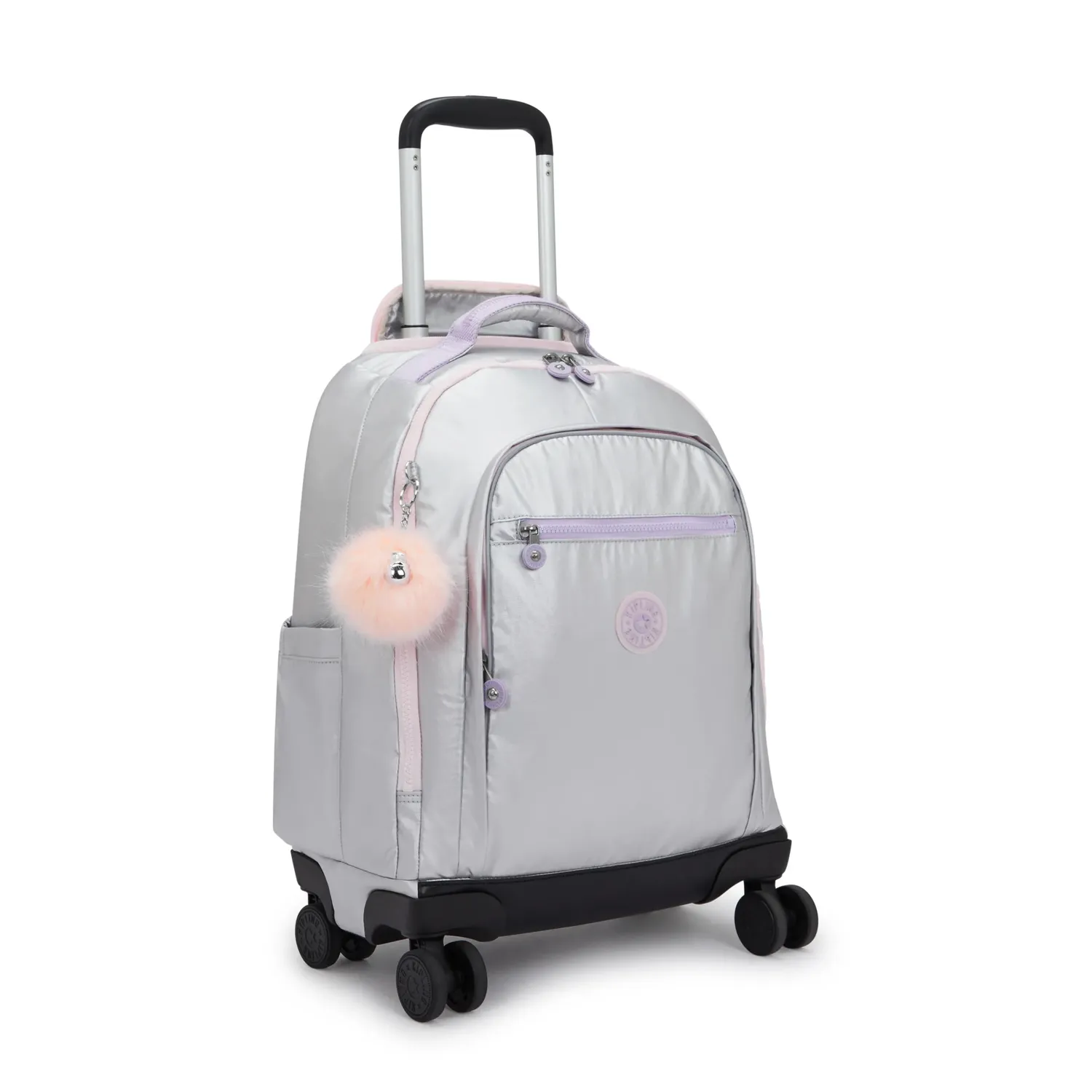 Kipling New Zea rugzak Silver Glow Metallic groot met wielen
