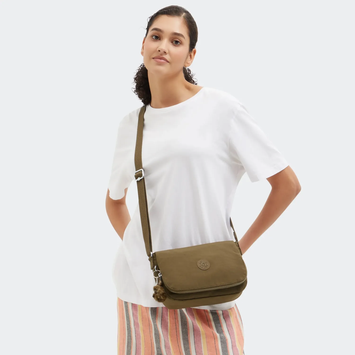 Kipling Earthbeat S schoudertas Smooth Khaki klein crossbody
