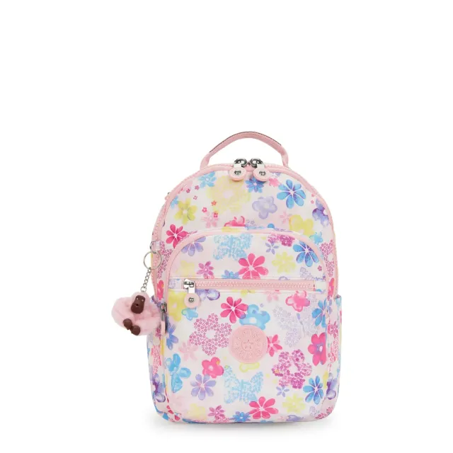 Kipling Seoul S rugzak Flower Stamp klein met 11 inch vak